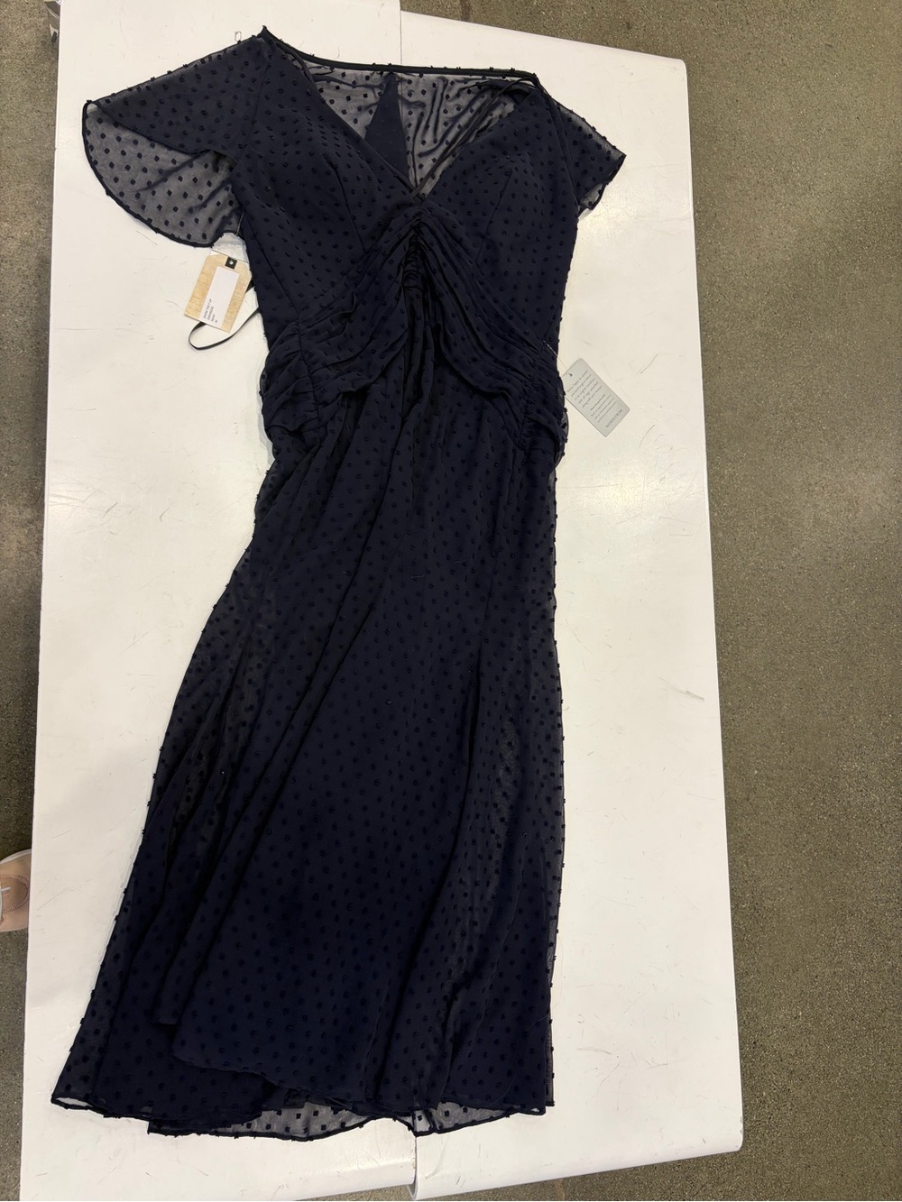 Katie May Navy Swiss Dot Midi Dress